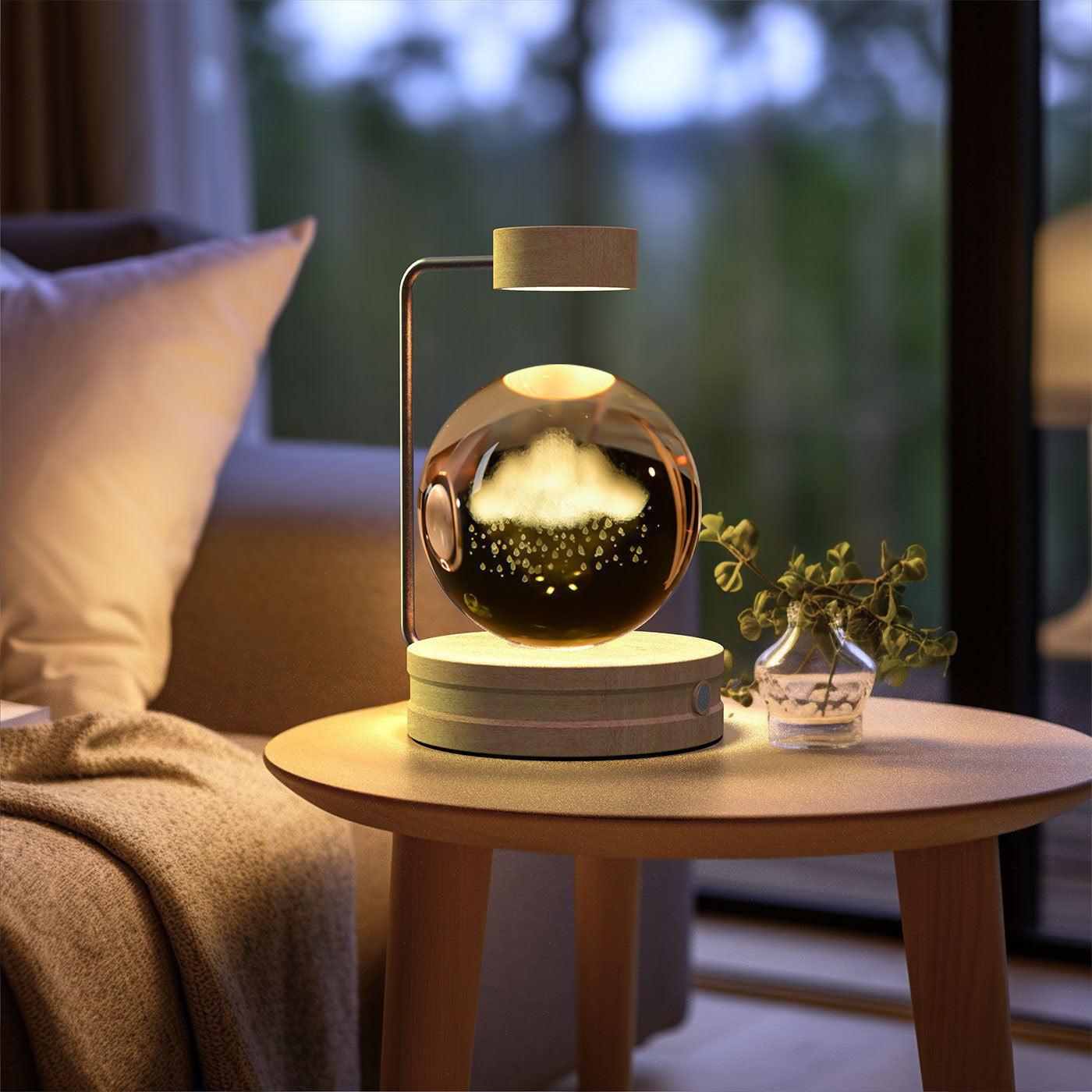 Twenve Crystal Ball Cosmic Dinosaur Night Light – USB Powered Warm LED Bedside Lamp & Gift