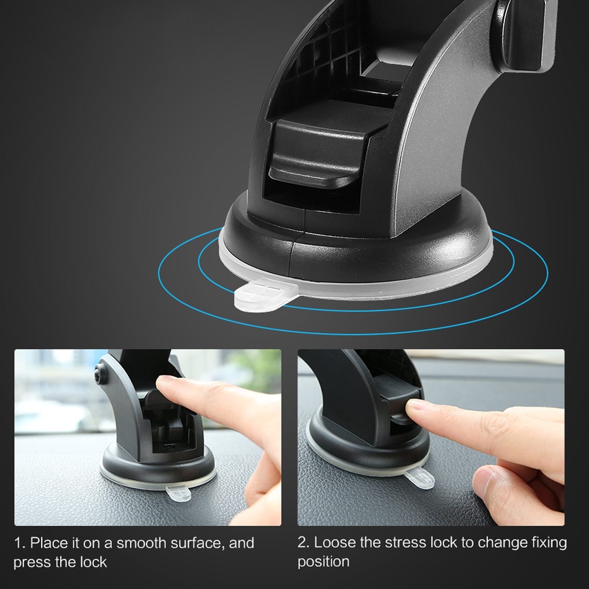 Twenve Long Rod Telescopic Car Phone Holder – Dashboard Suction Mount for 3.5-7" Devices