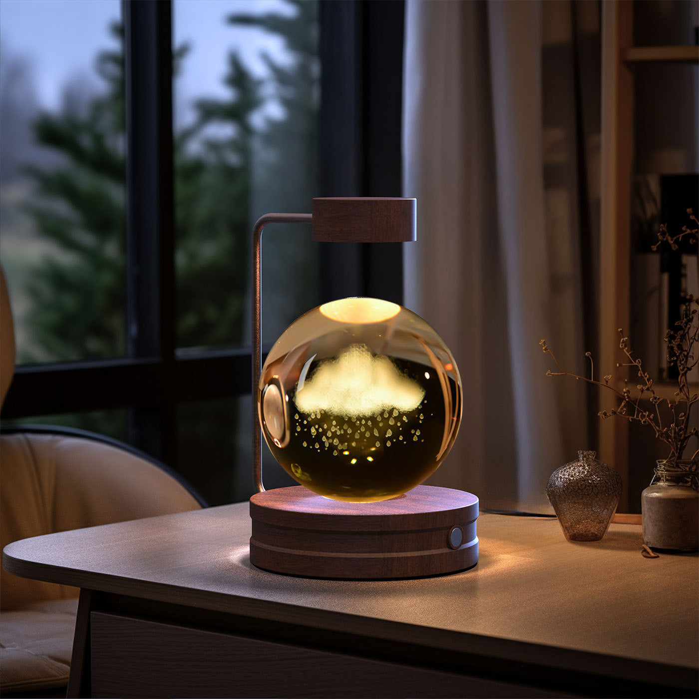 Twenve Crystal Ball Cosmic Dinosaur Night Light – USB Powered Warm LED Bedside Lamp & Gift