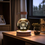 Twenve Crystal Ball Cosmic Dinosaur Night Light – USB Powered Warm LED Bedside Lamp & Gift