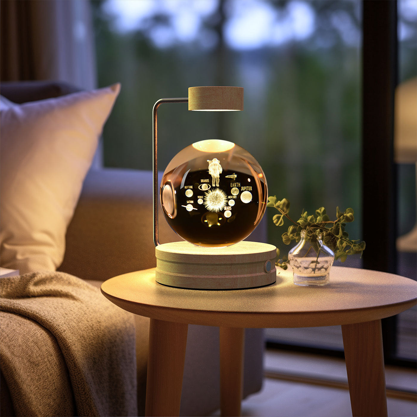 Twenve Crystal Ball Cosmic Dinosaur Night Light – USB Powered Warm LED Bedside Lamp & Gift