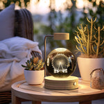Twenve Crystal Ball Cosmic Dinosaur Night Light – USB Powered Warm LED Bedside Lamp & Gift