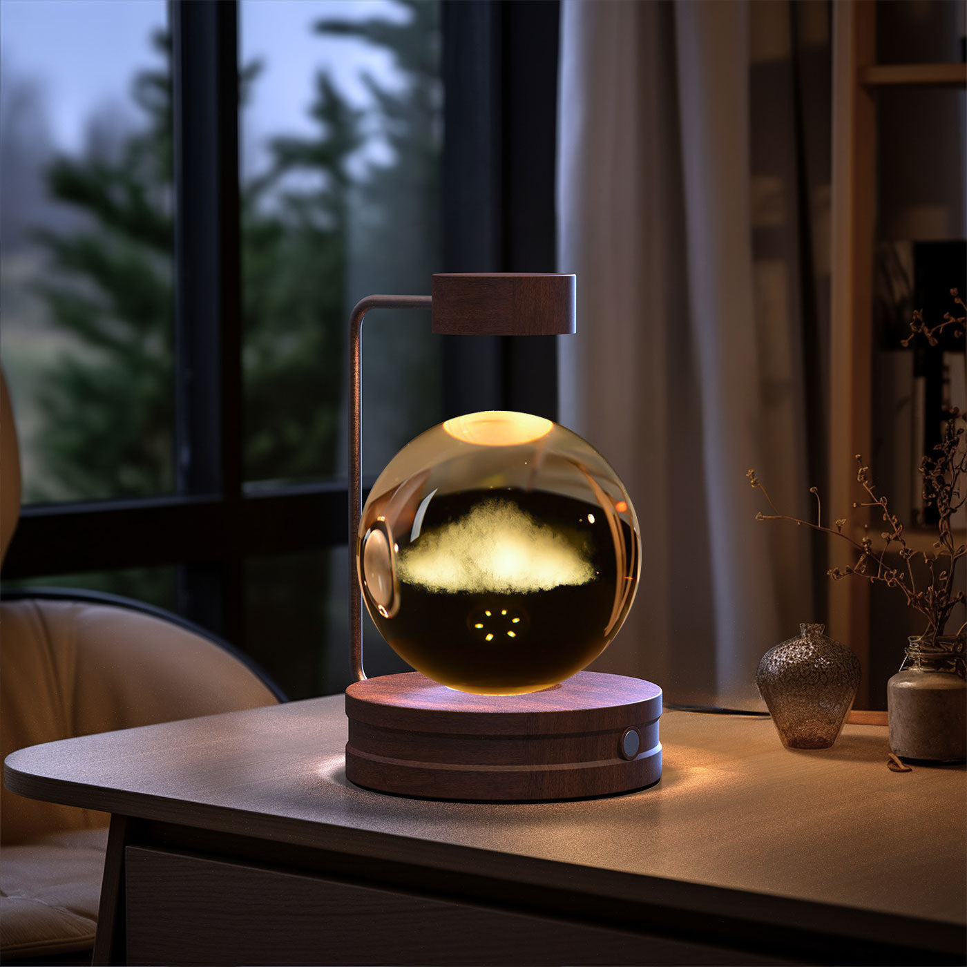 Twenve Crystal Ball Cosmic Dinosaur Night Light – USB Powered Warm LED Bedside Lamp & Gift