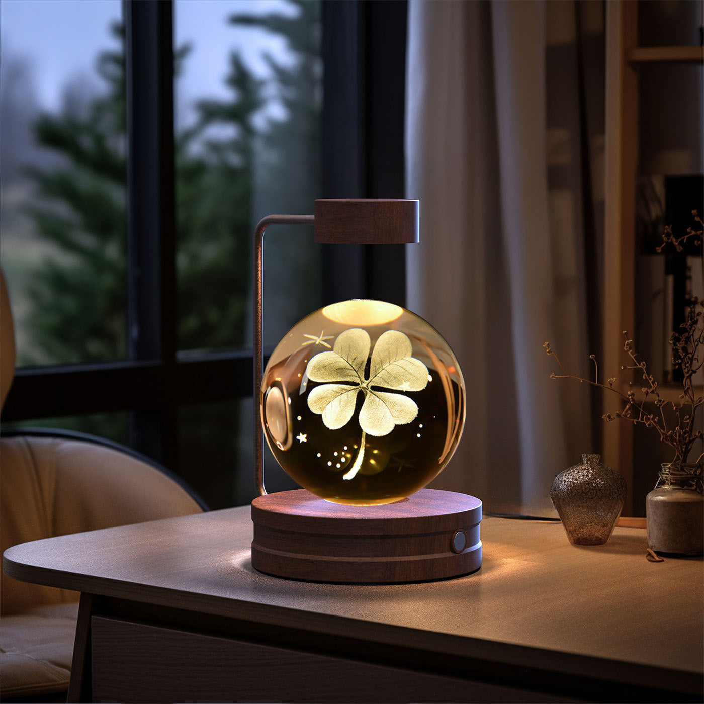 Twenve Crystal Ball Cosmic Dinosaur Night Light – USB Powered Warm LED Bedside Lamp & Gift