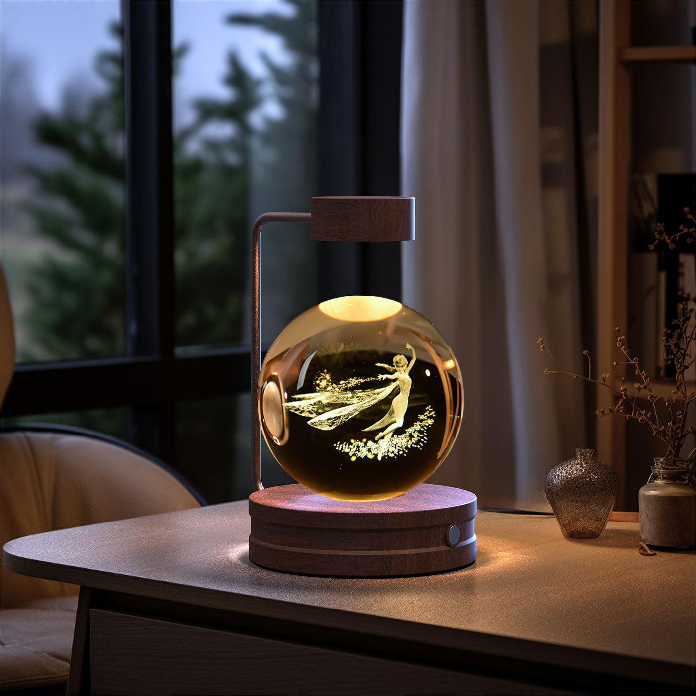 Twenve Crystal Ball Cosmic Dinosaur Night Light – USB Powered Warm LED Bedside Lamp & Gift