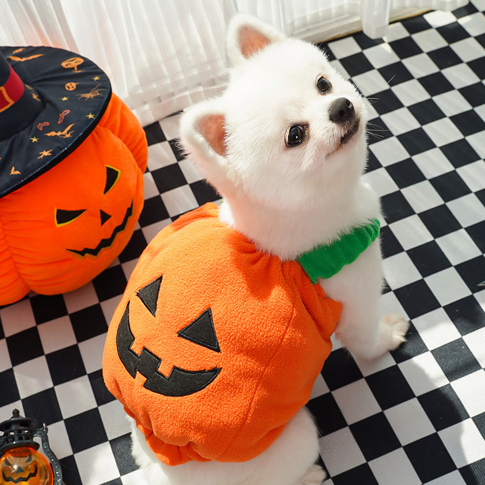 Halloween Pumpkin Vest For Dogs Cats Festive Pet Costume Harness Funny Thanksgiving Christmas Apparel For Small Animals Clothing
